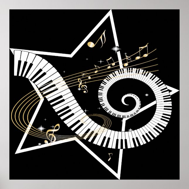 Poster Musical Star golden notes (Frente)