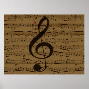 Pôster Musical Treble Clef sheet