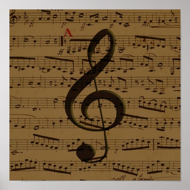 Poster Musical Treble Clef Sheet Music Classic (Frente)