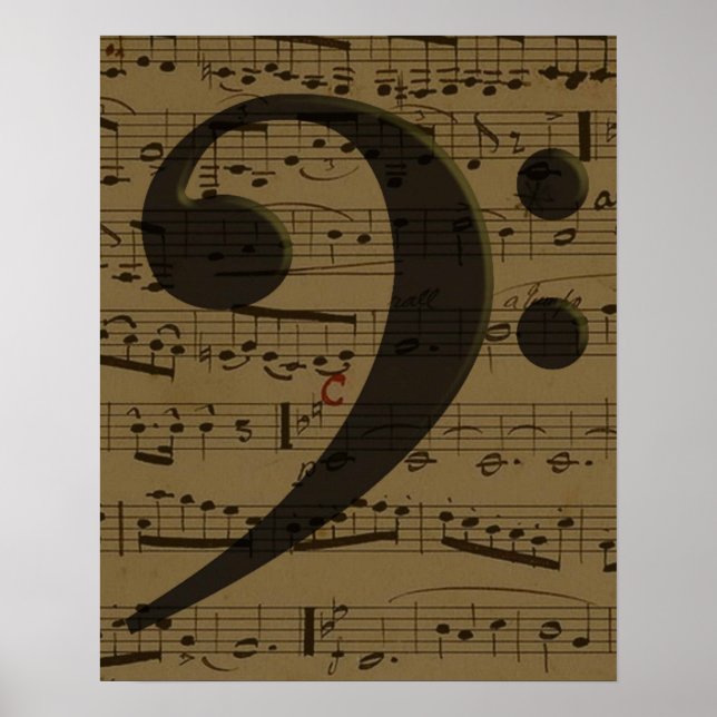 Pôster Musical Treble Clef Sheet Music Classic (Frente)