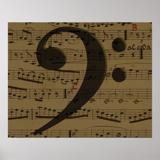 Pôster Musical Treble Clef Sheet Music Classic (Frente)