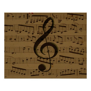 Pôster Musical Treble Clef Sheet Music Classic