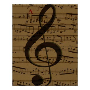 Pôster Musical Treble Clef Sheet Music Classic