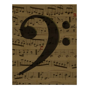 Pôster Musical Treble Clef Sheet Music Classic