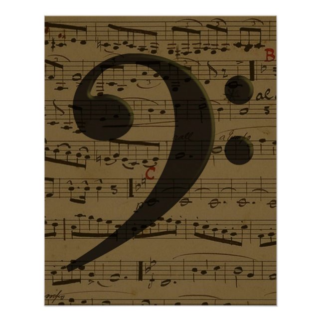 Pôster Musical Treble Clef Sheet Music Classic (Frente)