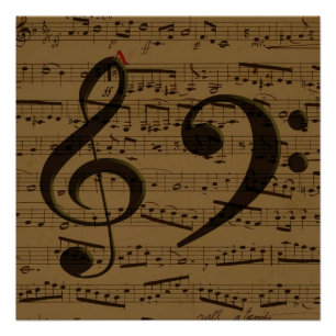 Pôster Musical Treble Clef Sheet Music Classic