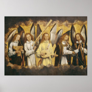 Poster musician angels by Hans Memling left panel