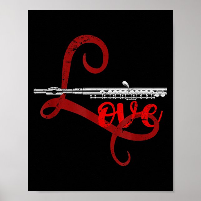 Poster Musician Flutist Valentines Day Gift Orchestra Flu (Frente)