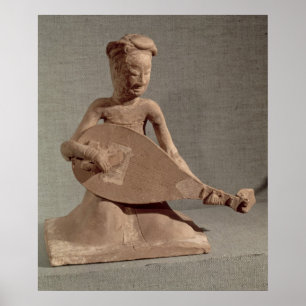 Pôster Músico assentado que joga um alaúde, de