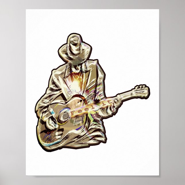 Poster Músico Blues - Sinta a música (Frente)