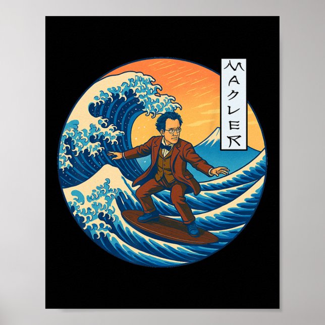 Poster Músico Clical Mahler Ukiyo-e Surfe (Frente)
