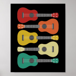 Poster Músico do Havaí, jogador do Ukulele, Retro Vintage