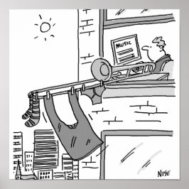 Poster Músico do jogador de trombone engraçado