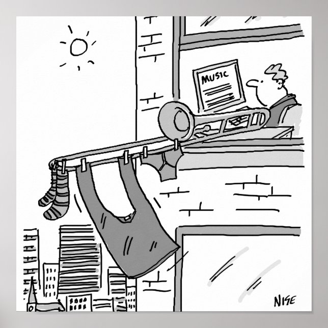 Poster Músico do jogador de trombone engraçado (Frente)