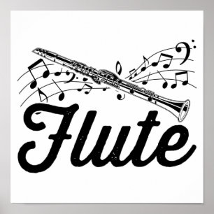 Poster Músico Flutista Orquestra de Flute Idea
