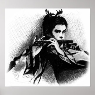 Pôster músico samurai