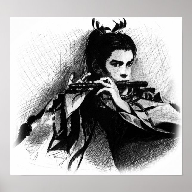 Pôster músico samurai (Frente)