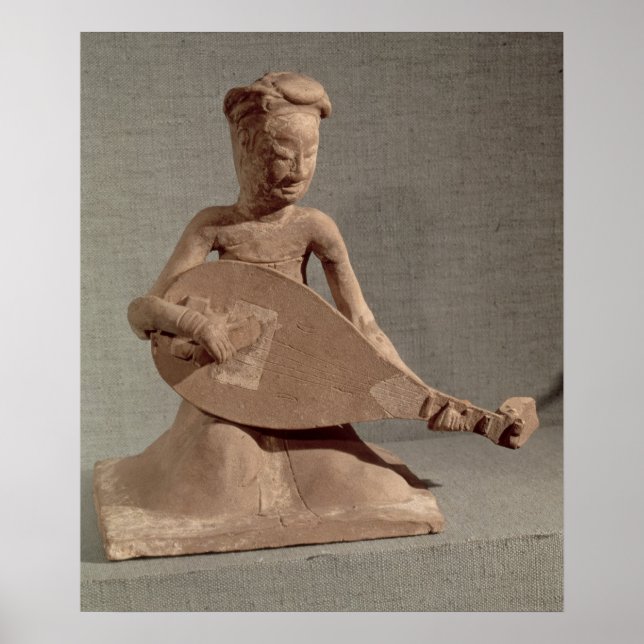 Pôster Músico sentado tocando uma luta, de (Frente)