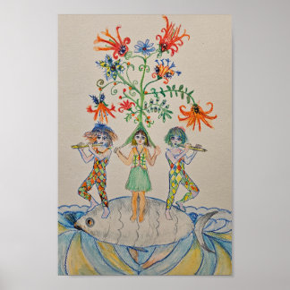 Poster Músicos de Fantasia em um Peixe Gigante