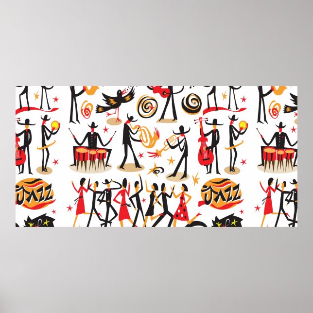 Poster músicos de jazz - conjunto de ícones. Isolado em b (Frente)