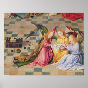 Pôster Músicos do anjo do painel direito do altarpiece