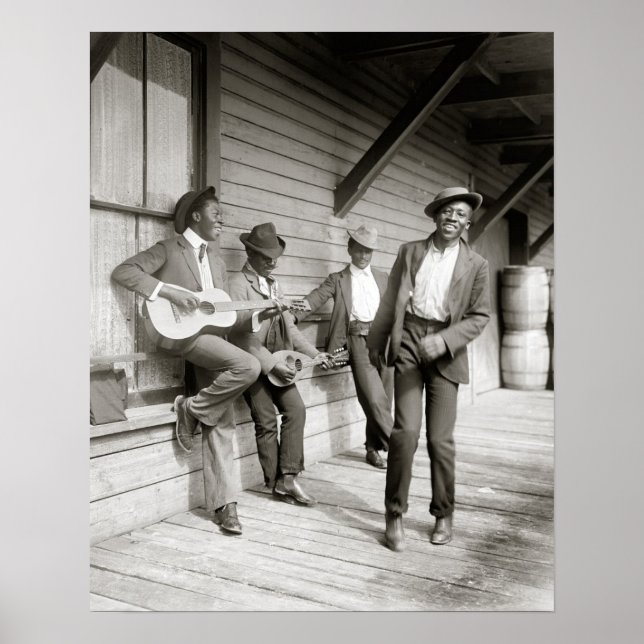 Pôster Músicos na Estrada, 1908. Foto Antiga (Frente)
