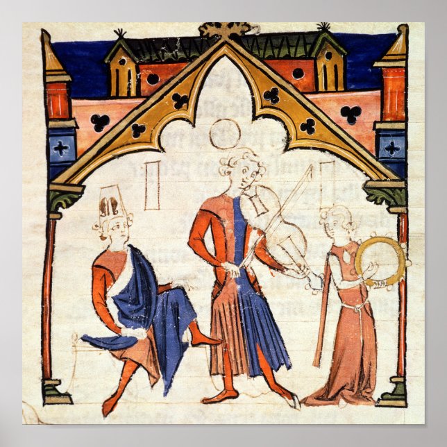 Pôster Músicos Tocando Viola e Tambourine (Frente)