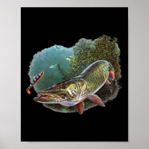 Poster Muskie Hunter Musky Pescador Voa Pescaria Nov
