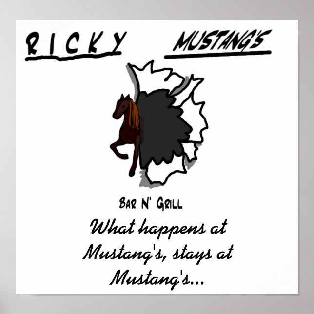 Poster Mustangshirtfront, o que acontece no Mustang's... (Frente)