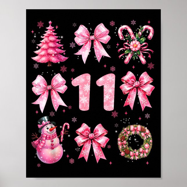 Poster My 11th Birthday Nk Santa Coquette Snowman 11 Year (Frente)