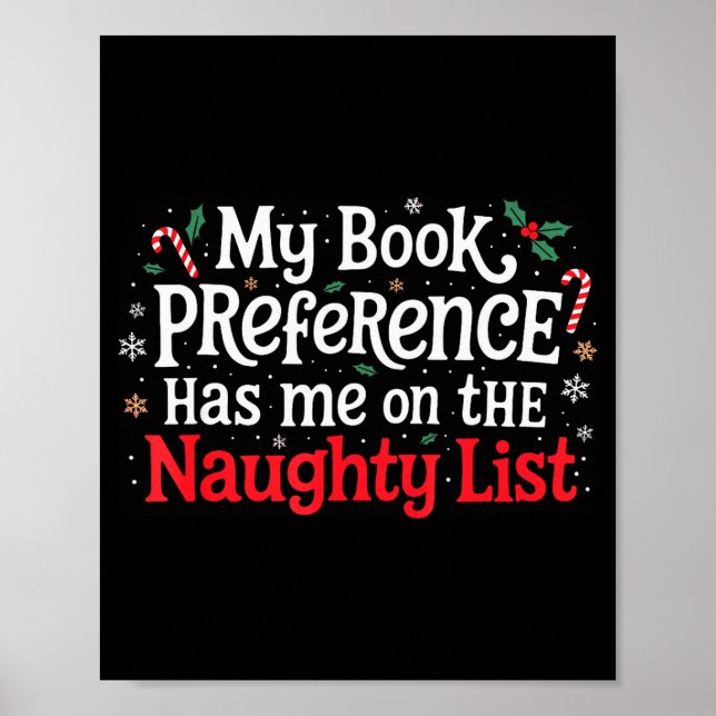 Poster My Book Preference Naughty List Readers Funny Chri (Frente)