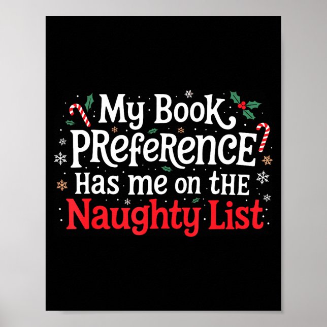 Poster My Book Preference Naughty List Readers Funny Chri (Frente)