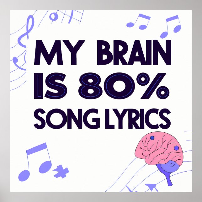 Poster "My Brain Is 80% Song Lyrics" Graphic (Frente)
