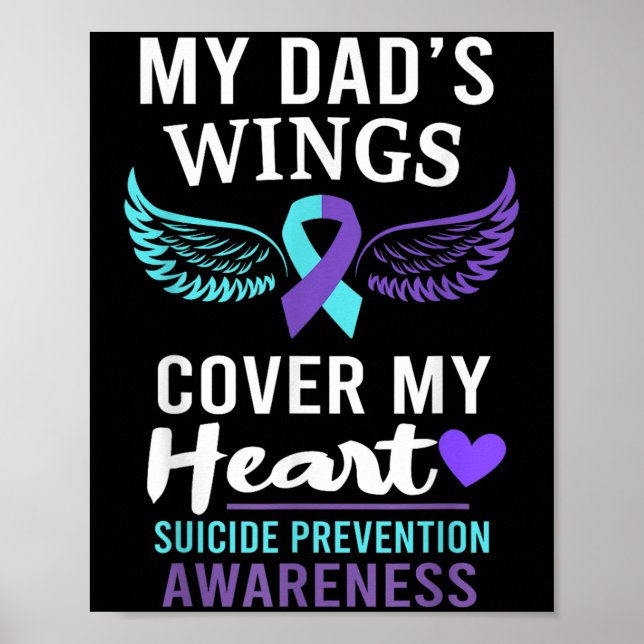 Poster My Dad's Wings Cover Heart Suicide Awareness Ribbo (Frente)