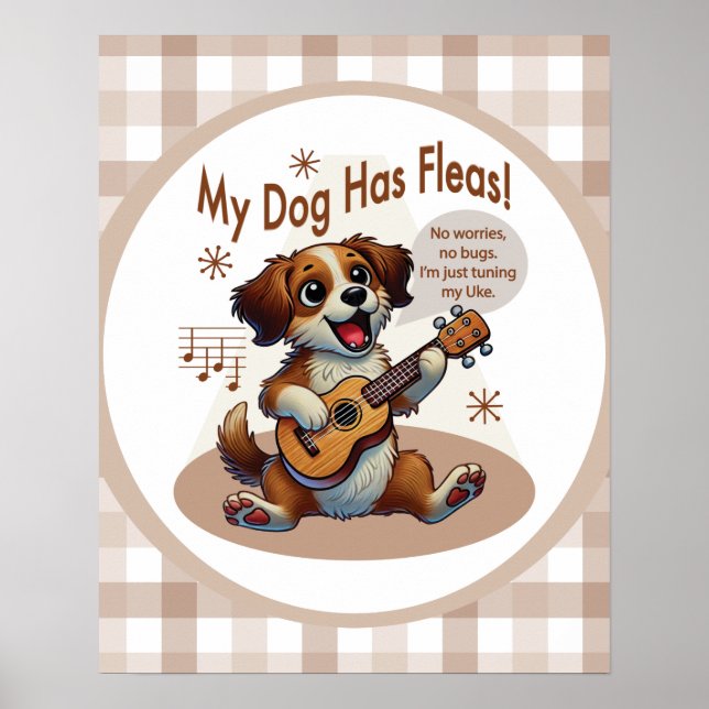 Poster My Dog Has Fleas Ukulele Tuning Song (Frente)