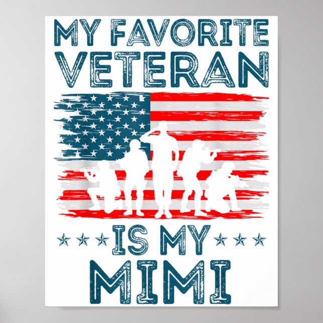Poster My Favorite Veteran Is My Mimi American Flag Veter (Frente)