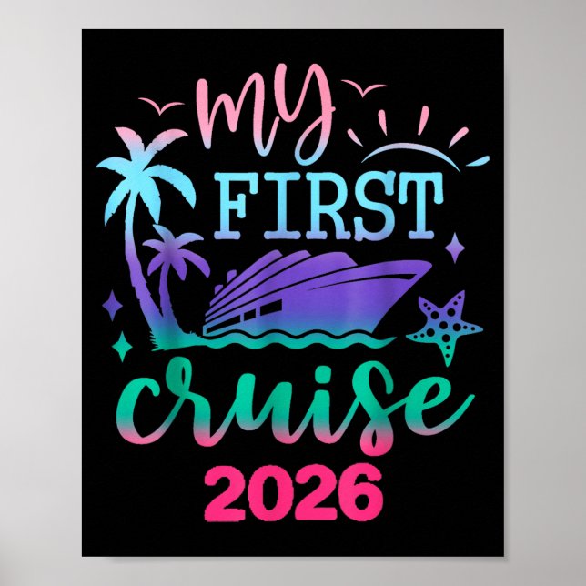 Poster My First Cruise 2026 Family Vacation Trip Ship Mat (Frente)