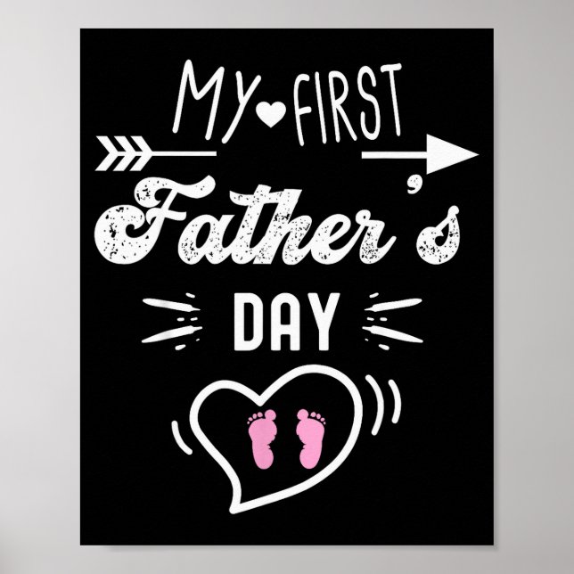 Poster My First Father's Day First Time Daddy New Dad Mat (Frente)