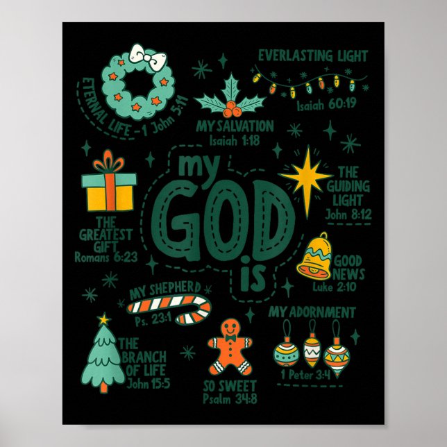 Poster My God Is Christmas Jesus Is The Reason Faith Chri (Frente)