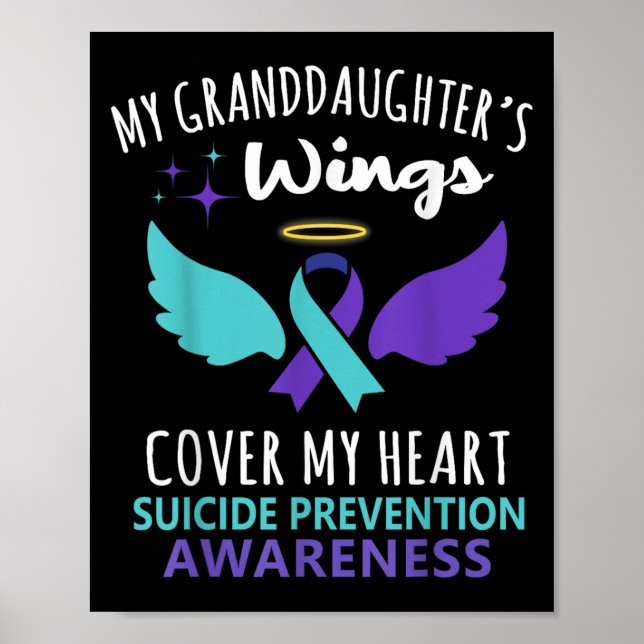 Poster My Granddaughters Wings Cover Heart Suicide Awaren (Frente)