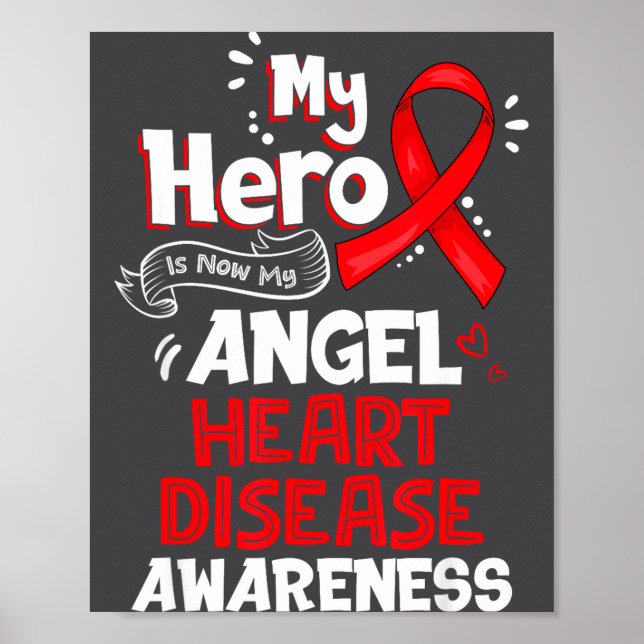 Poster My Hero Is Now My Angel Heart Disease Awareness  (Frente)