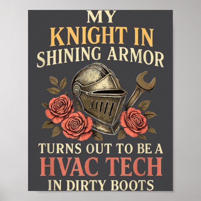 Poster My Knight In Shining Funny Hvac Tech Wife Women Gi (Frente)