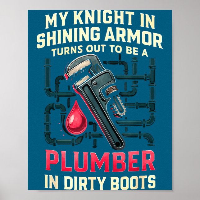 Poster My Knight In Shining Funny Plumber Wife Women Girl (Frente)