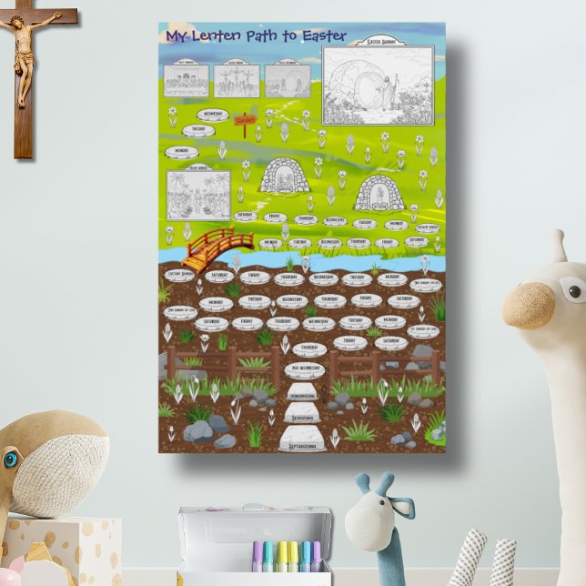 Poster My Lenten Path to Easter Kids Interactive Coloring (Criador carregado)
