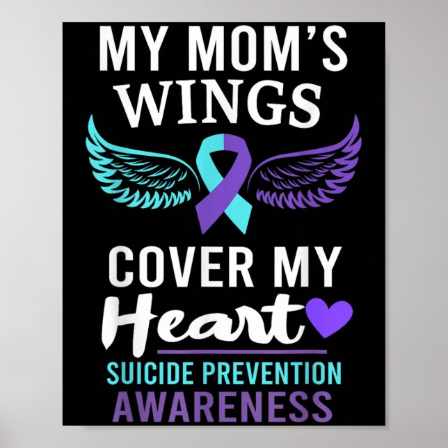 Poster My Mom's Wings Cover Heart Suicide Awareness Ribbo (Frente)