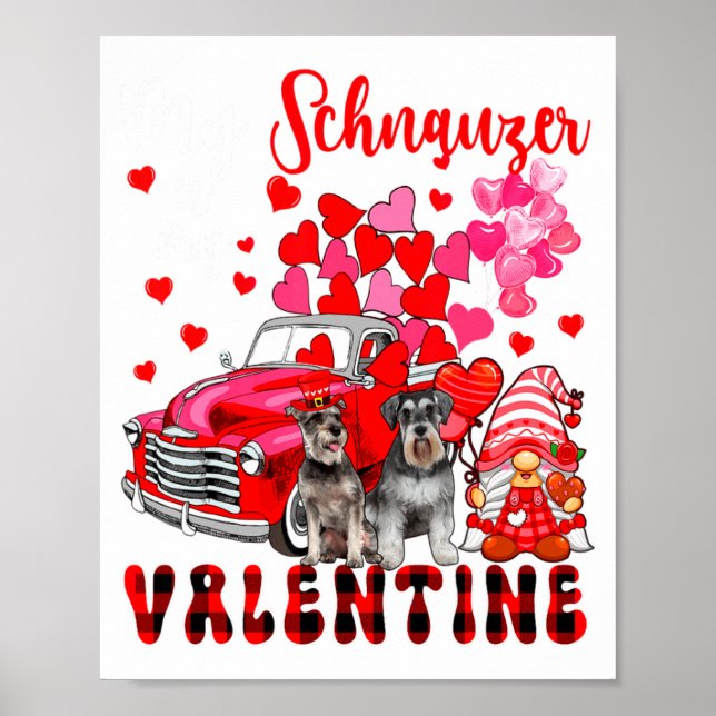 Poster My Schnauzer Is My Valentine Two Dogs With Gnome P (Frente)