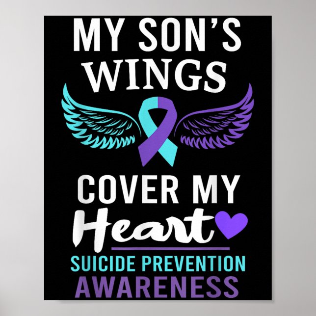 Poster My Son's Wings Cover Heart Suicide Awareness Ribbo (Frente)