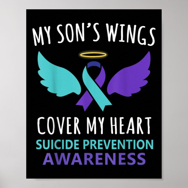 Poster My Son's Wings Cover Heart Suicide Awareness Ribbo (Frente)