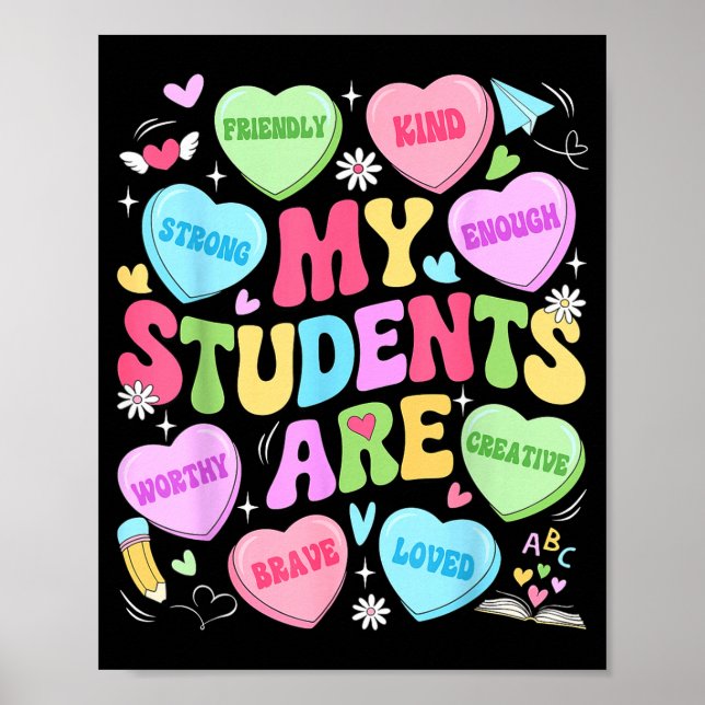 Poster My Students Are Kind Strong Valentine Teacher Wome (Frente)