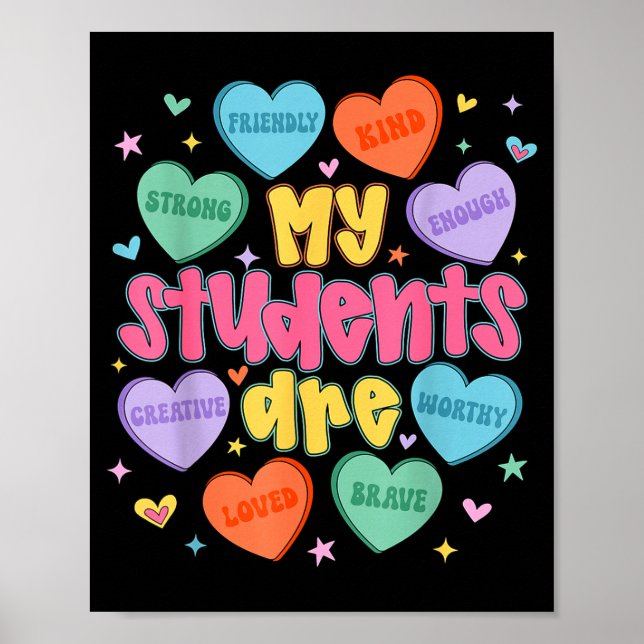 Poster My Students Are Kind Strong Valentine Teacher Wome (Frente)